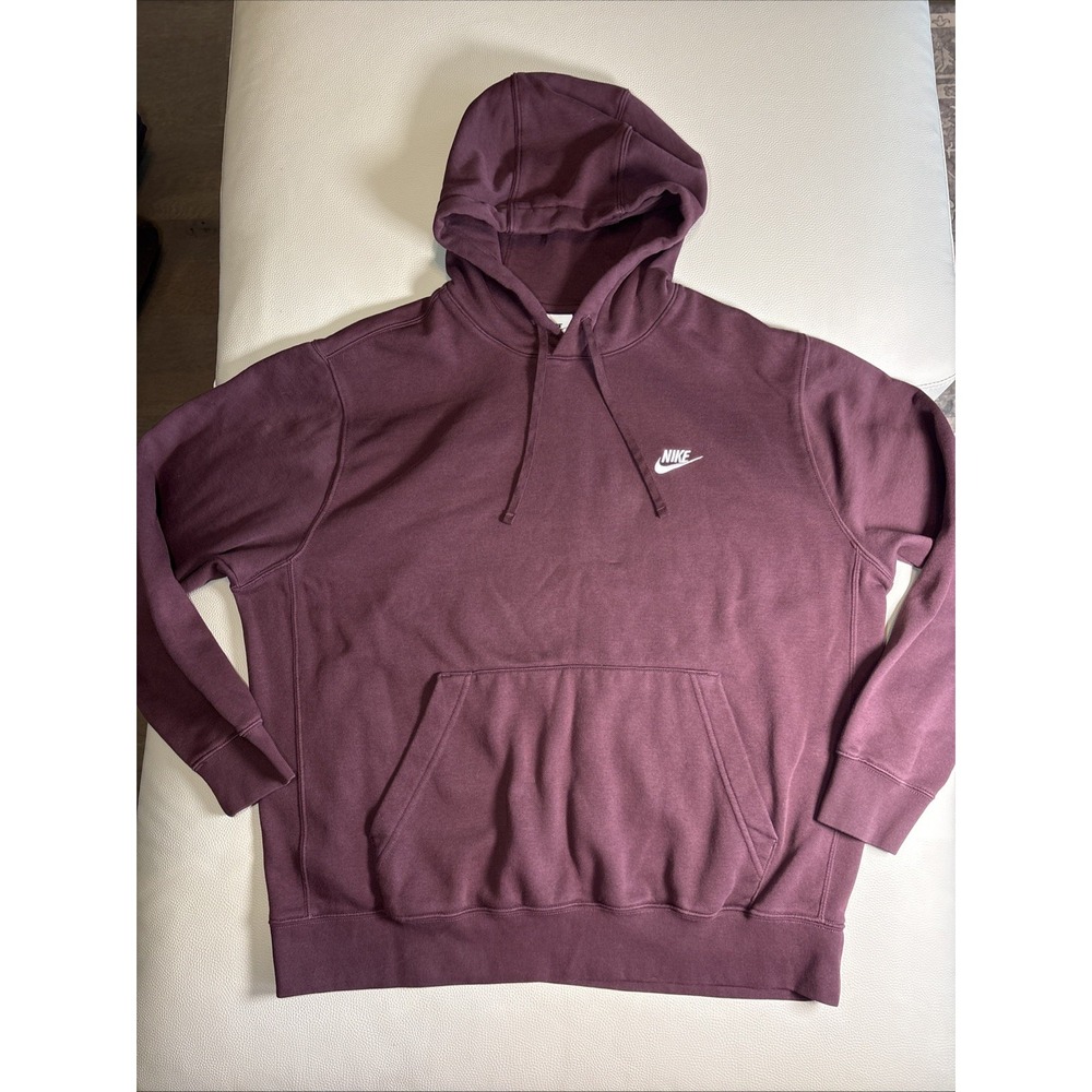 Nike Sportswear Club Fleece Pullover Hoodie Sweatshirt, XL - Burgundy EUC